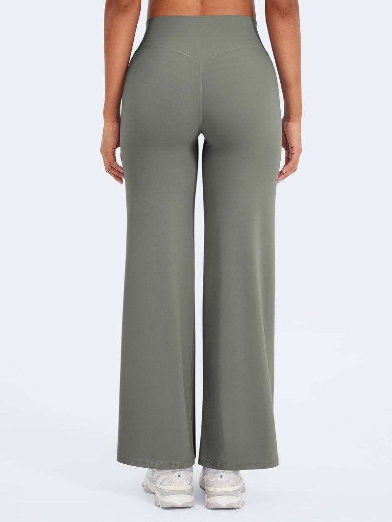YEOREO Workout Leggings Womens No Front Seam Straight Leggings 29" High Waist Buttery Eddiy Gym Yoga Pants Gray Green S