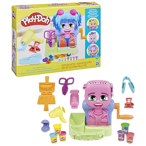 Play-Doh Hair Stylin' Salon Playset with 6 Cans, Pretend Play Toys, Ages 3+