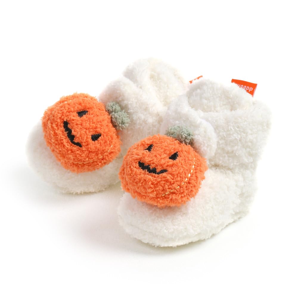 GDSDYM Baby Booties Cozy Christams Slippers Soft Baby Halloween Pumpkin Shoes Winter Warm Infant Newborn Crib Sock Shoes First Walkers