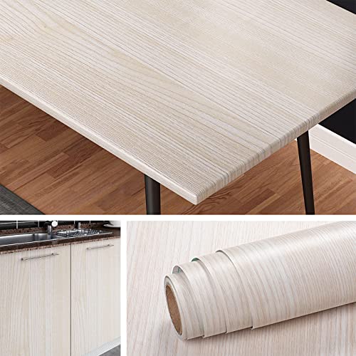 Livelynine Wood Contact Paper Peel and Stick Countertop Waterproof Wallpaper for Kitchen Cabinet Covers Light Wood Grain Vinyl Wrap Front Door Funiture Removable Self Adhesive Shelf Liner 15.8x78.8