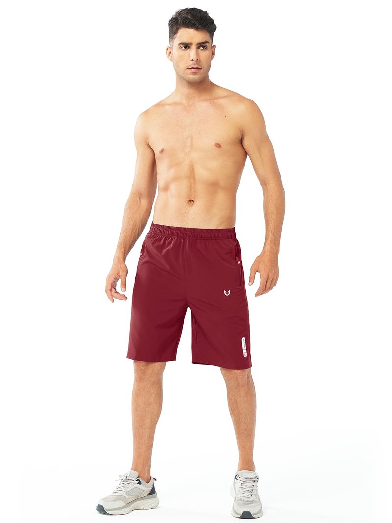 NORTHYARD Men's Athletic Running Shorts Gym Workout 7"/9"/5" Quick Dry Lightweight Sports Basketball Tennis 3 Zipper Pockets WINERED-9inch L