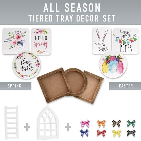 The Ultimate Farmhouse Fall Tiered Tray Decor Set - Beautiful Year Round Seasonal & Halloween Holiday Decoration Bundle - The Perfect Christmas Centerpiece Design for Home & Kitchen Decor