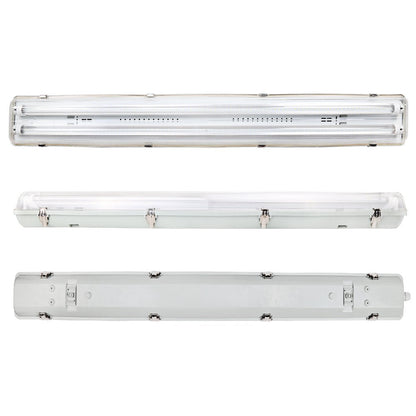 5Ft LED Twin Non Corrosive T8 Batten Fitting Indoor or Outdoor IP65 Weatherproof Fixture – Ideal For Garage Warehouse Car Park Industrial Lighting - Comes with 2x 6000k Daylight 58w T8 LED Tubes