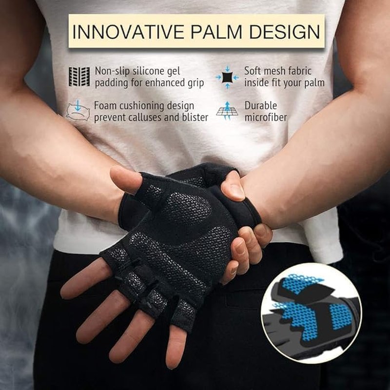 Workout Gloves for Men & Women - Breathable Exercise Gloves for Weight Lifting, Cycling & Gym Training | Snug Fit