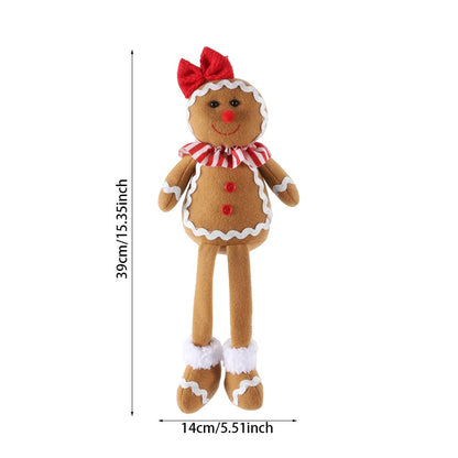 BALONAR 15Inch Large Size Christmas Plush Gingerbread Man Boy Girl Figures with Chef Hat Bowknot Christmas Ornament Home Decorations Doll Soft Door Window Table Tree Holiday Xmas Season Decor