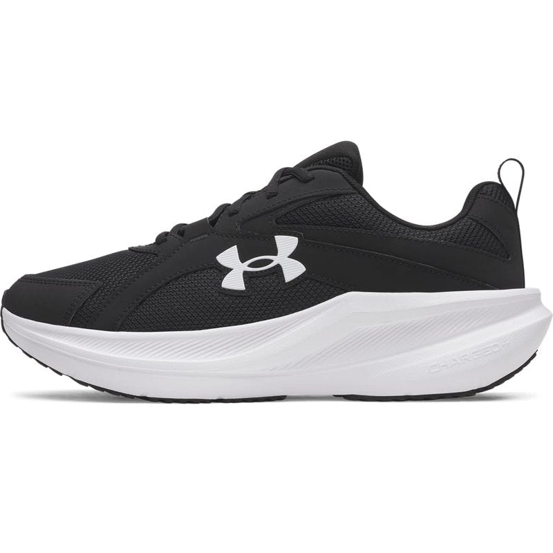 Under Armour Men's Charged+ Assert 11 Running Shoe, (001) Black/Black/White, 8, US