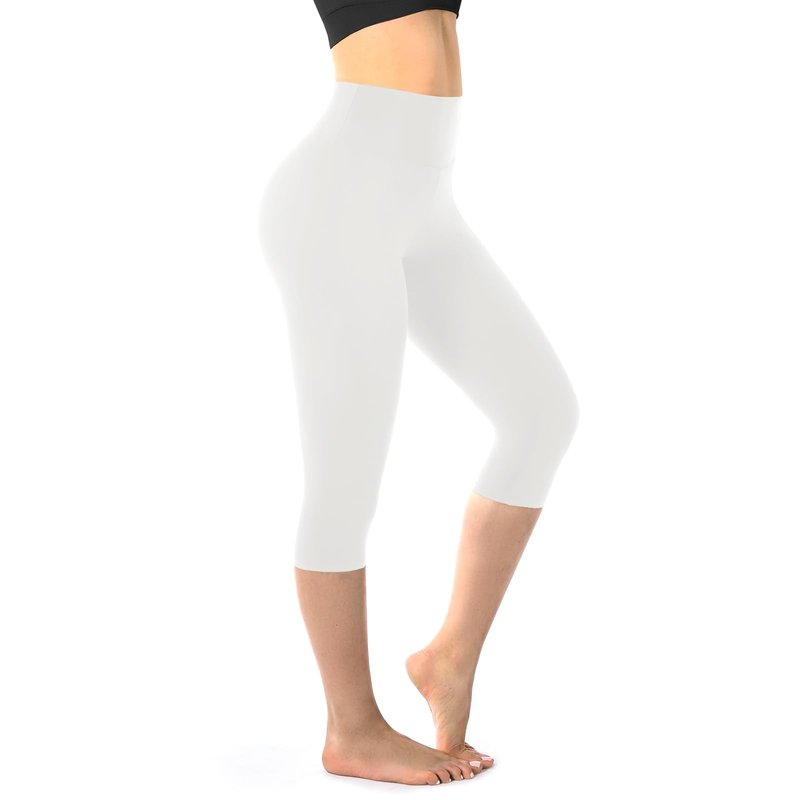 Walifrey Capri Leggings for Women, Buttery Soft High Waisted Leggings for Gym Yoga Workout (White XXL)