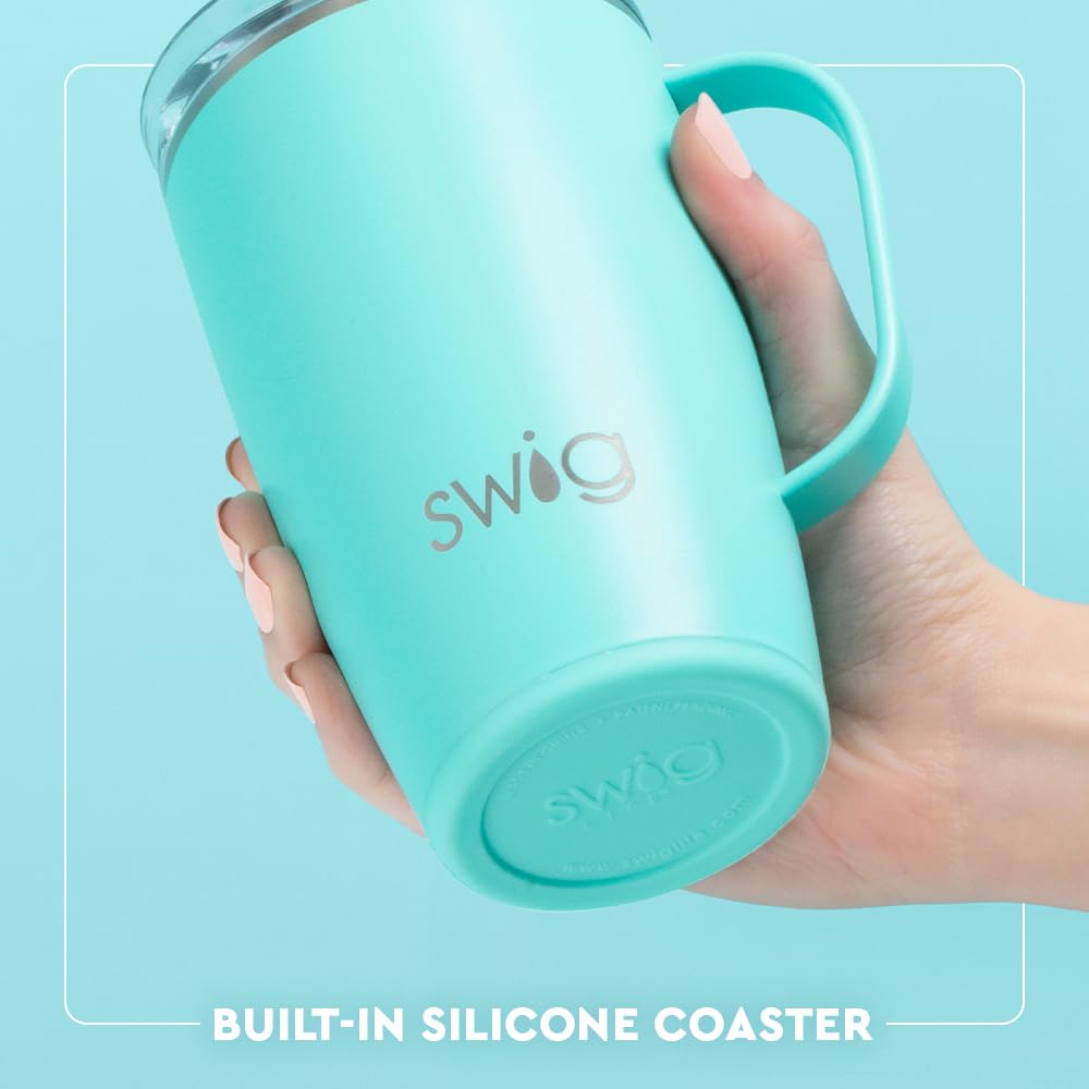 Swig Life 18oz Travel Mug, Insulated Tumbler with Handle and Lid, Travel Coffee Mug, Cup Holder Friendly, Stainless Steel 18 oz Tumbler, Reusable Insulated with Lid (Mr Claus)