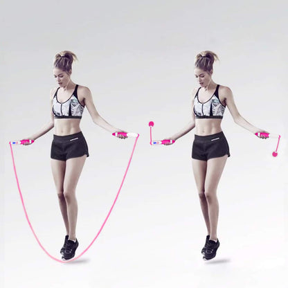 Jump Rope,Digital Counting Speed Jumping Rope Counter for Indoor and Outdoor Fitness Boxing Training Adjustable Weighted Jump Rope Workout for Men,Women,Children Cordless Skipping Rope-Pink