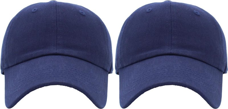 KBETHOS Classic Cotton Dad Hat Bundle Adjustable Unconstructed Plain Cap (One Size, Navy + Navy (2 Pack))