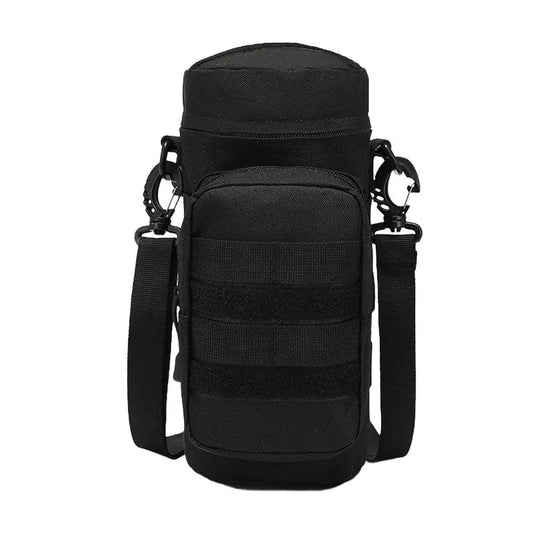 LFWATAXY Tactical Water Bottle Pouch, Tactical Backpack Attachment Pouches Water Bottle Pouch Zipper Water Bottle Bag Water Bottle Holder with Strap Hiking Camping Outdoor Travel (Black)
