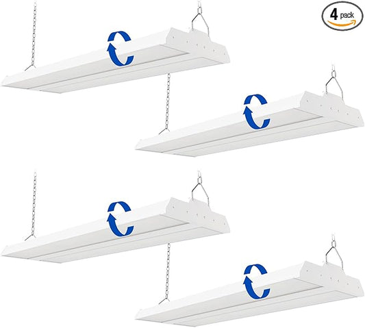 JTT LED Linear Shop Lights 200/150/100W,30000LM 360° Adjustable Led High Bay Lights 4/5000K Daylight 120-277V, Led Garage Light for Shop Workshop Store Commercial Supermarket Warehouse Basement,4-Pack