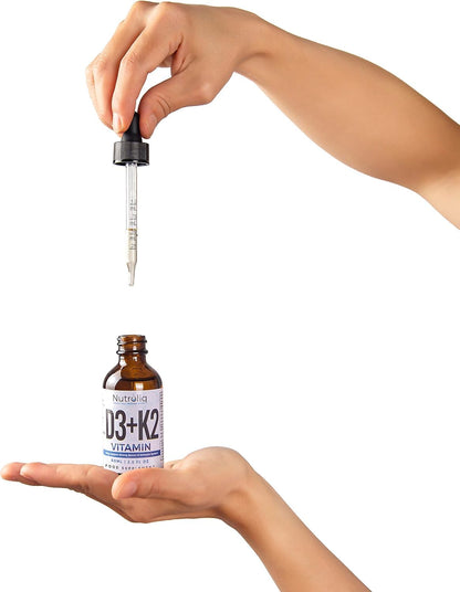 Nutroliq Vitamin D3 + K2 Liquid Drops - 4000IU Vit D3, 100mcg Vit K as MK7, MCT, Extra Virgin Olive Oil - For Immune & Bone Health, Better Energy, Calcium Absorption - Natural Peppermint Flavour, 60ml
