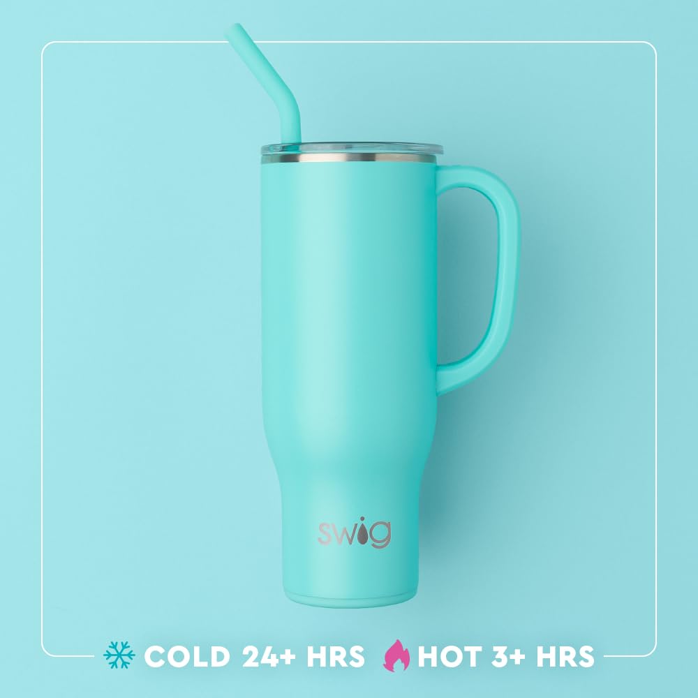 Swig Life 30oz Mega Mug, 30 oz Tumbler with Handle and Straw, Cup Holder Friendly, Dishwasher Safe, Extra Large Insulated Tumbler, Stainless Steel Water Bottle (Christmas Crew)
