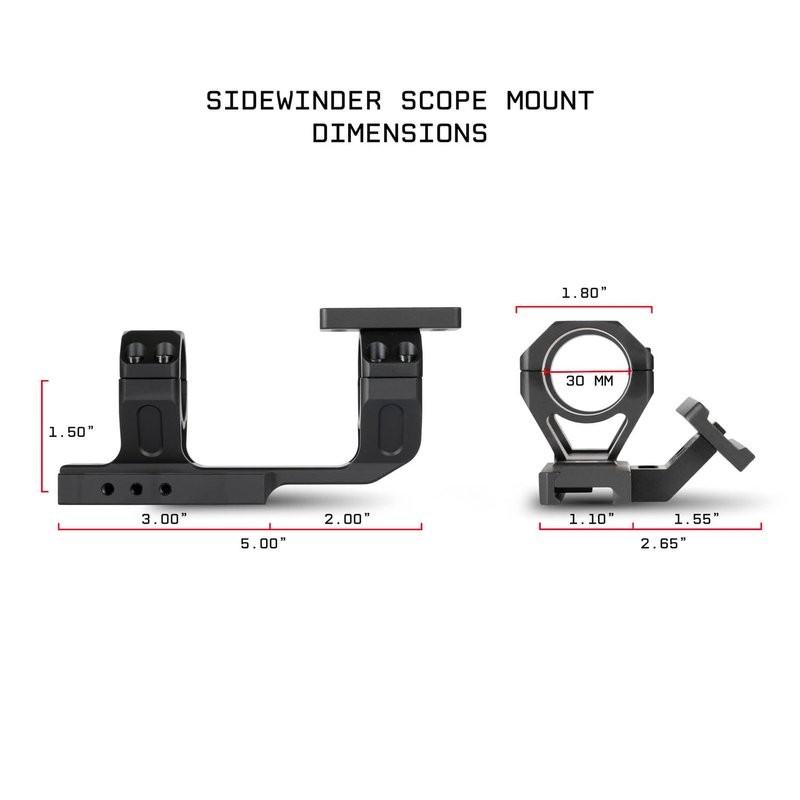 Monstrum Sidewinder Series Scope Mount with 45 Degree Canted Red Dot Sight Base | 30 mm Diameter | Picatinny