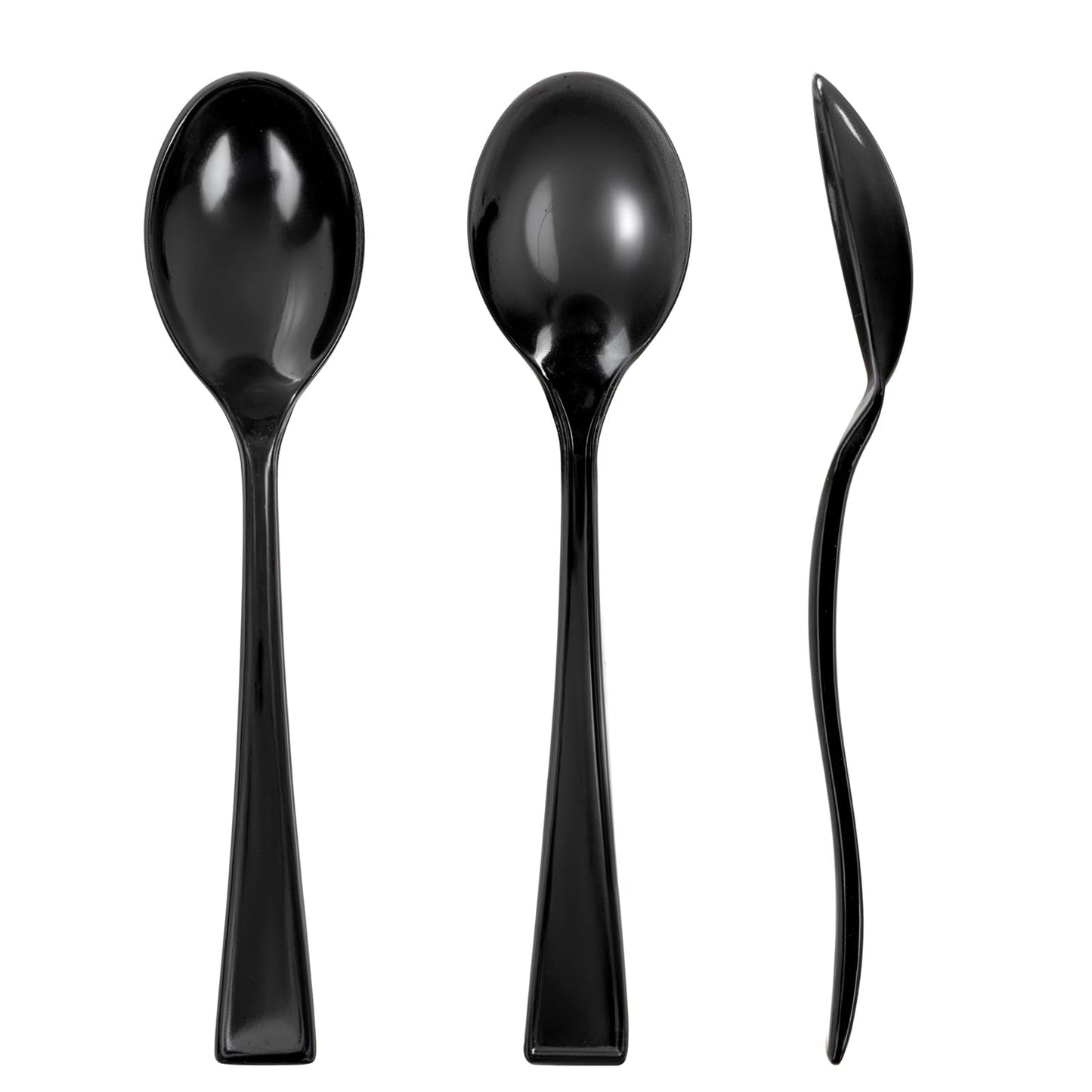 WDF 300 Pieces Black Plastic Mini Spoons-4 Inches Black Plastic Tasting Spoons for Desserts-Heavy Duty Plastic Spoons Perfect for Coffee/Cake/Desserts/Appetizers for Halloween New Year/Graduation