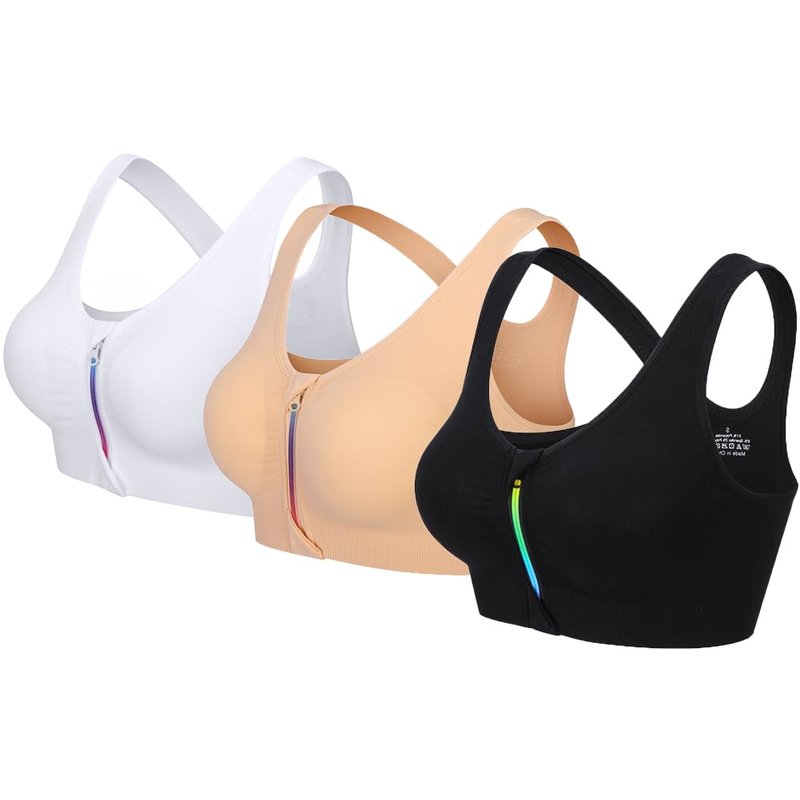 YEYELE Medium Support and Removable Pad Tank Top Racerback Sports Bras for Women Black/White/Beige