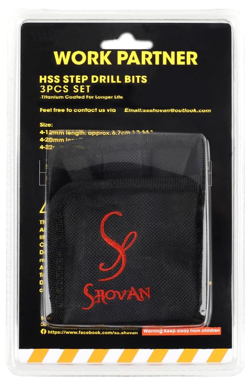 3PCS HSS Step Bits, High Speed Steel Step Drill Bits Set - (4-12mm, 4-20mm and 4-32 mm) Cone Drill Bits Hole Cutter for Wood, Stainless Steel, Sheet Metal by SS SHOVAN