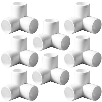 ANPTGHT 1“ Tee PVC Fitting 3 Way Elbow Connector, Furniture Grade 90 Degree Elbow Side Outlet, PVC Corner Fittings for Building Furniture Greenhouse Shed Pipe Fittings Tent Connection (Pack of 8)