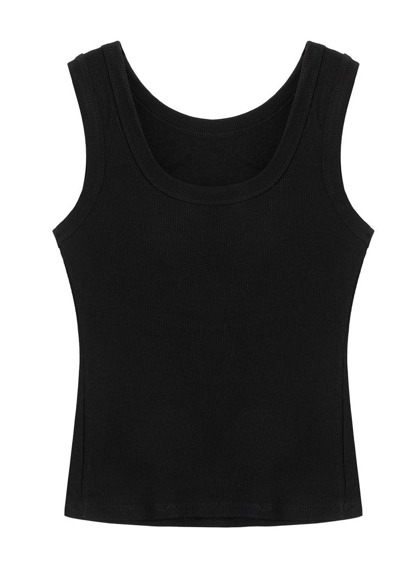 SVALIY Summer Womens Tank Tops 2025 Square Neck Fitted Sleeveless Shirts for Women Ribbed Basic Top Black
