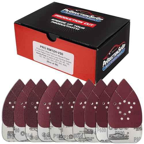 Premium 12-Hole Pattern Mouse Detail Sander Sandpaper Sheets, 50 Disc Variety Pack, Grits 40, 80, 100, 120, 180, 220, 320, 400, 600, 800 - Hook & Loop Disc - Fits Black and Decker
