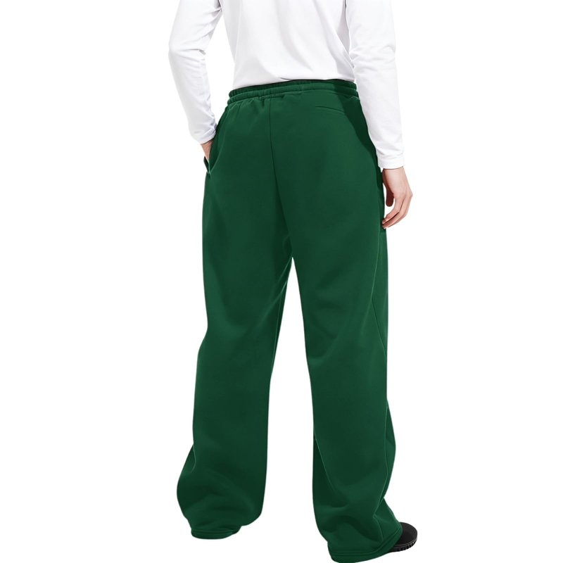 Baggy Sweatpants Men Wide Leg Sweat Pants Mens Clothing Casual Athletic Workout Straight Leg Open Bottom Sweatpants Fleece Lined Jogger with Pockets Fall Winter Clothes Green