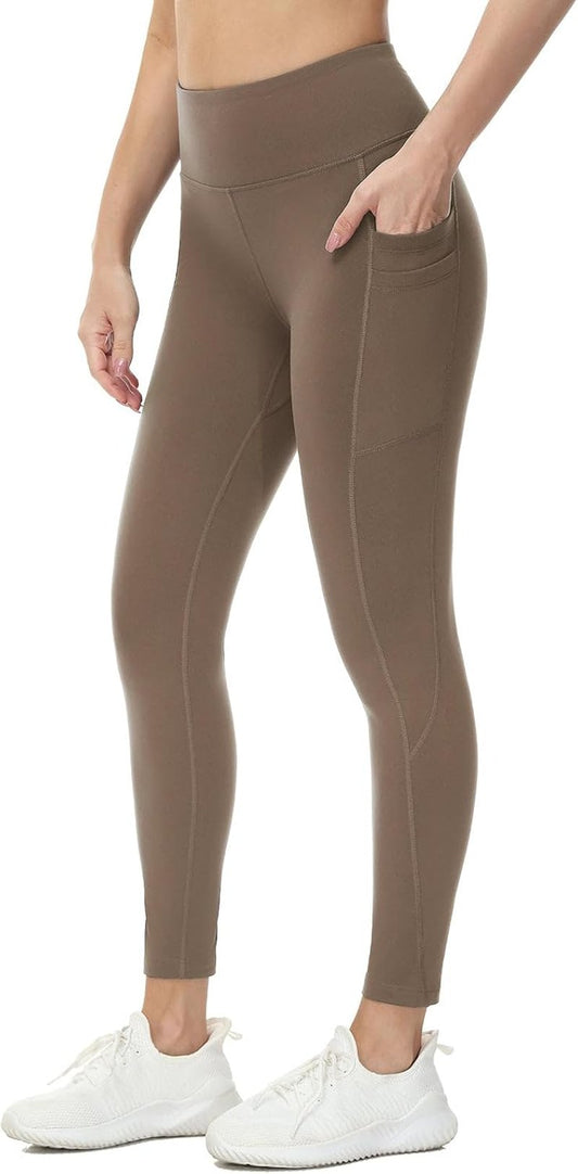 Baleaf Women's Fleece Lined Leggings - Water Resistant Thermal Tights with Pockets | High Waisted Running Gear