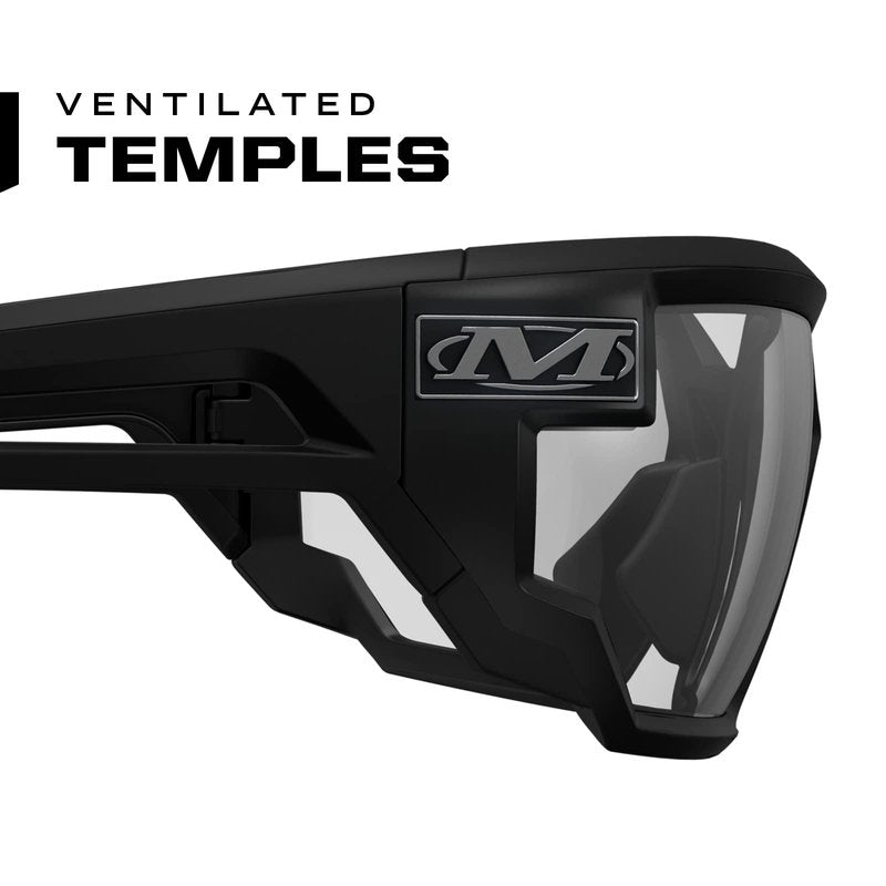 Mechanix Wear Type-X Clear Lens Safety Glasses - Anti-Fog Polycarbonate Industrial Safety Glasses - Ventilated Temples & Scratch-Resistant Lenses - Black Frame