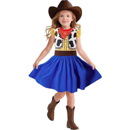 MOMMY'S NEW MAN Toddler Girls Cowgirls Costume with Cow Girl Hat Halloween Party Dress Up 2-6Years (2T)