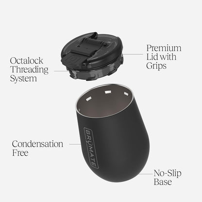 BrüMate Uncork'd 100% Leak-Proof 14oz Insulated Wine Tumbler with Lid - Vacuum Insulated Stainless Steel Wine Glass - Perfect For Travel & Outdoors (Rose Taupe)