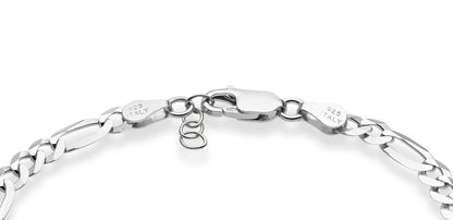 Miabella Solid 925 Sterling Silver Italian 5mm Diamond-Cut Figaro Chain Bracelet for Women Men, Made in Italy (Length 6.5 Inches)