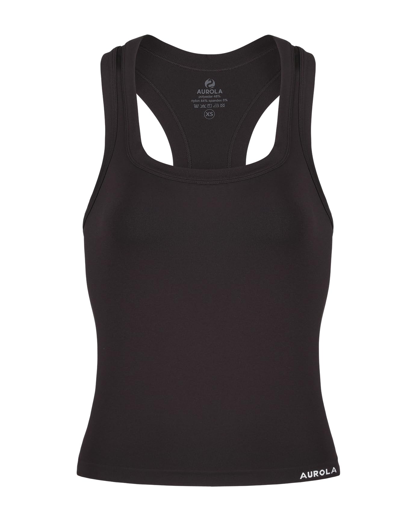 AUROLA Essentials Seamless Sleeveless Raceback Top,Women Subtle Marl Workout Square Neck Fitted Tank,Seal Brown,M