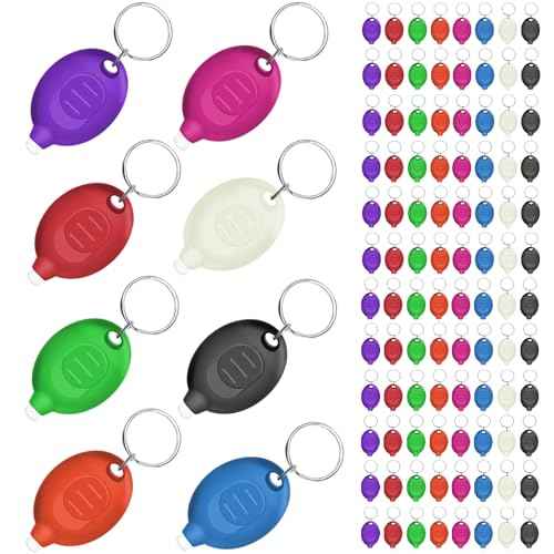 Mini LED Keychain Flashlight, Ultra Bright Tiny Flashlight, Small Keychain Flashlight White Light, Micro Pocket Key Ring LED Flashlight for Emergency Lighting - Multicolor Shell (96PCS)