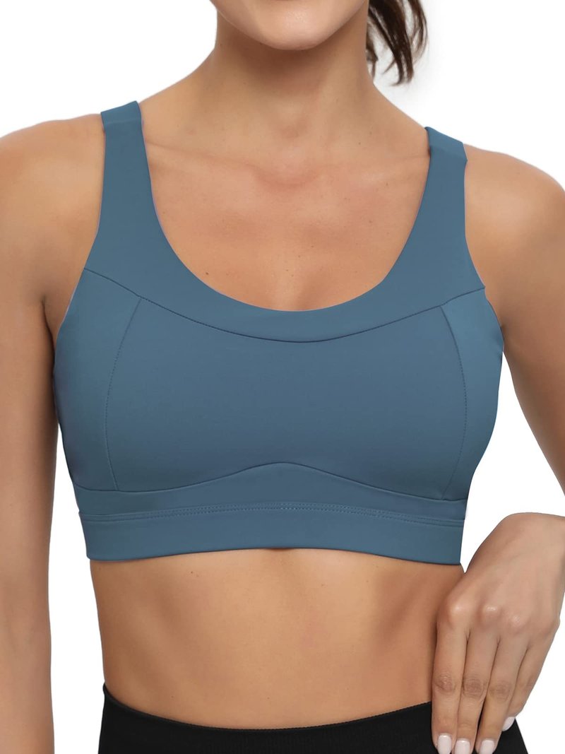 RUNNING GIRL High Impact Sports Bras for Women,Racerback Running Bra Workout Crop Tank Tops Longline Sports Bra Push up(WX2667 Navy Blue XL)