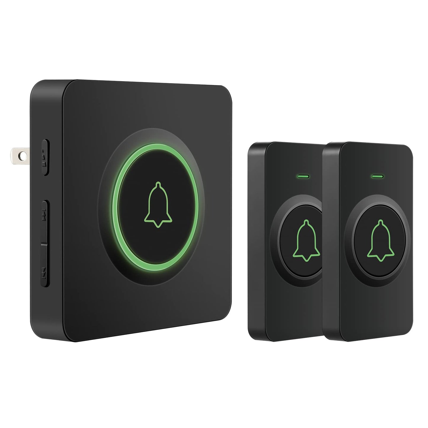 AVANTEK Wireless Doorbell D-3C, 1300 ft Long Range Door Chime Kit, 52 Melodies, Up to 115dB Volume and LED Flash with 2 Plug-In Receivers & 1 Push Button, Black