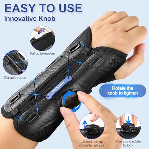 NEENCA Carpal Tunnel Wrist Brace for Night Support,Knob Adjustable Hand Brace for Tendonitis,Arthritis Pain£¬Sprain,Wrist Splint Support with Sleeves for Women&Men. (Right Hand, Large)
