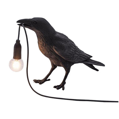 Generic Raven Decor Table Lamp - Lifelike Resin Crow Bird Desk Lamp Creative Animal Styling Light Bedroom Bedside Wall Sconce Lamp Light Decoration - Black Table lamp