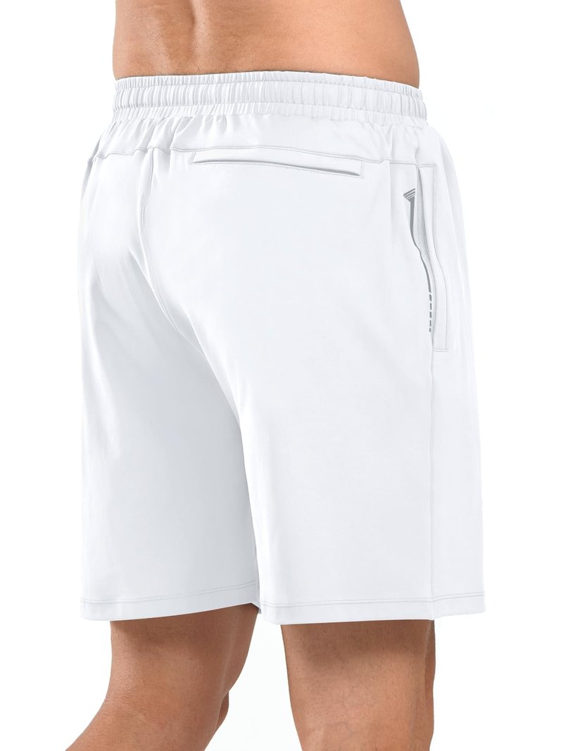 NORTHYARD Men's 7" Gym Shorts Knit Athletic Tennis Shorts for Men with Zipper Pockets for Workout Athletic Training Black L