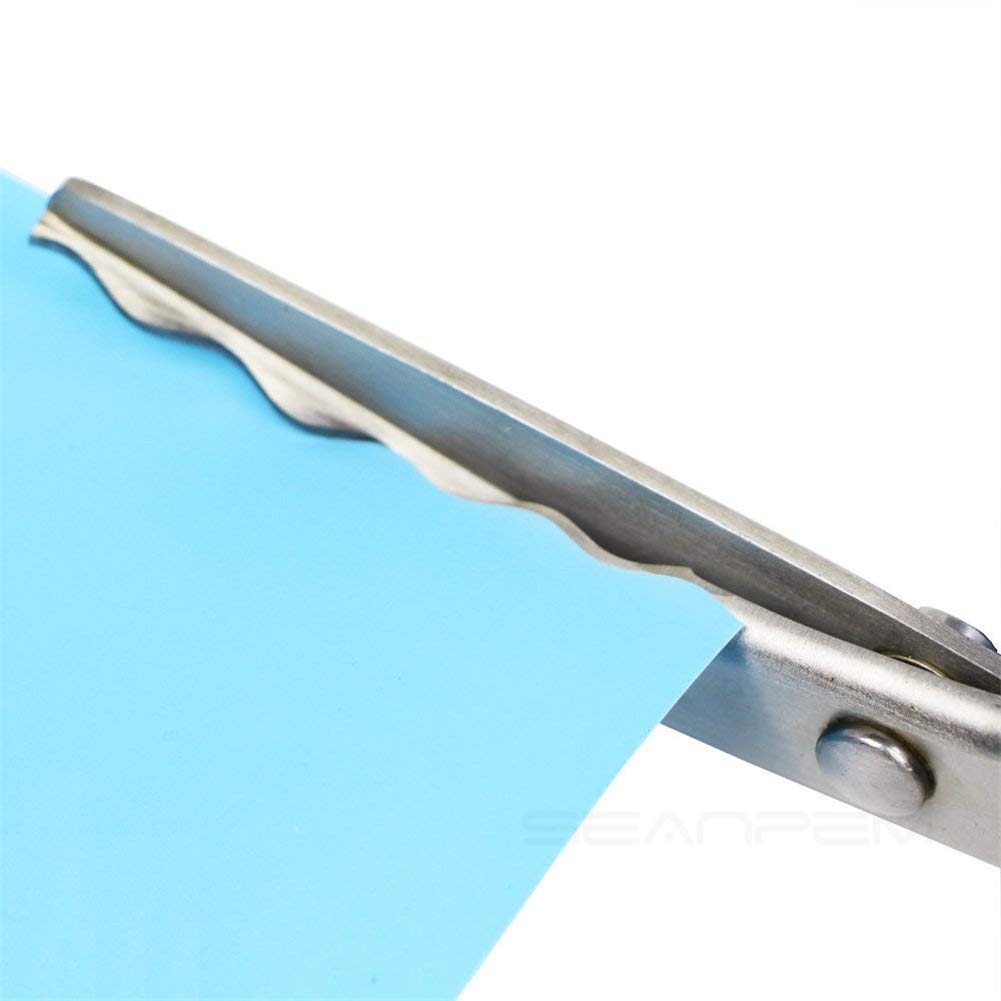 Fabric Pinking Shears, Professional Stainless Steel Handled Scissors, Black, 18mm Scalloped Blade