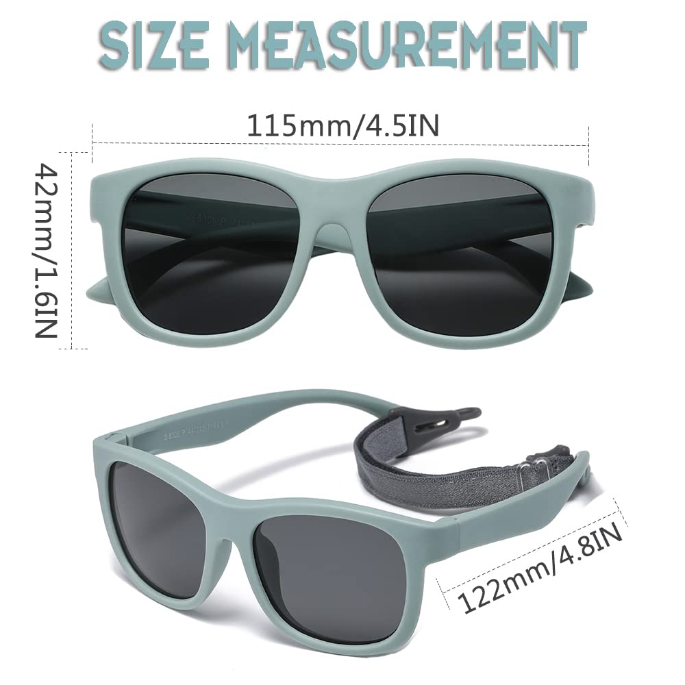 Musivon Baby Sunglasses 6 Months - 2.5 Years, Toddler Sunglasses for Kids Infant Boys Girl Flexible Frame with Strap