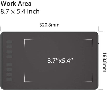 HUION Inspiroy H950P Drawing Tablet, 8x5 inch Digital Art Tablet with Battery-Free Stylus, 8192 Pen Pressure, Tilt, 8 Hot Keys, Graphic Tablet for Design, Writing, OSU, Work with Mac, PC, Mobile