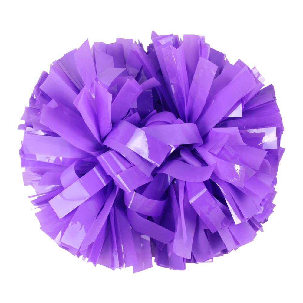 Hooshing 2PCS Purple Pom Poms Cheerleading with Baton Handle for Team Spirit Sports Dance Cheering Gift