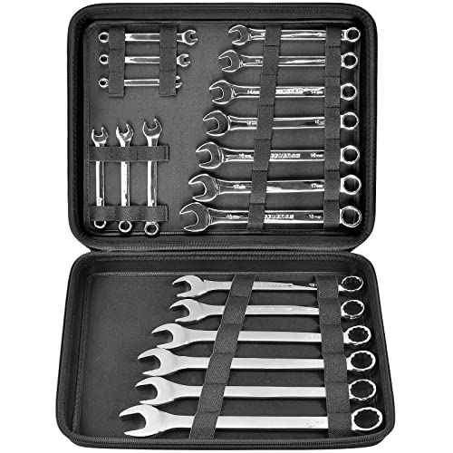 Wrench Organizer Holder Case for Ratcheting Wrench Set Metric & SAE, 19 Combination Ratchet Wrenches Tool Box Roll Pouch for WORKPRO/for EFFICERE/for JAEGER/for GEARWRENCH/for CRAFTSMAN £¨Bag Only£©