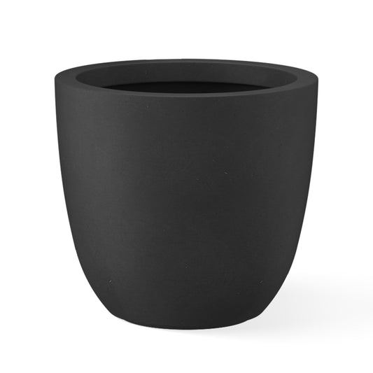 Kante 14 Inch Dia Round Concrete Planter, Indoor Outdoor Large Plant Pot with Drainage Hole and Rubber Plug for Home Patio Garden, Black