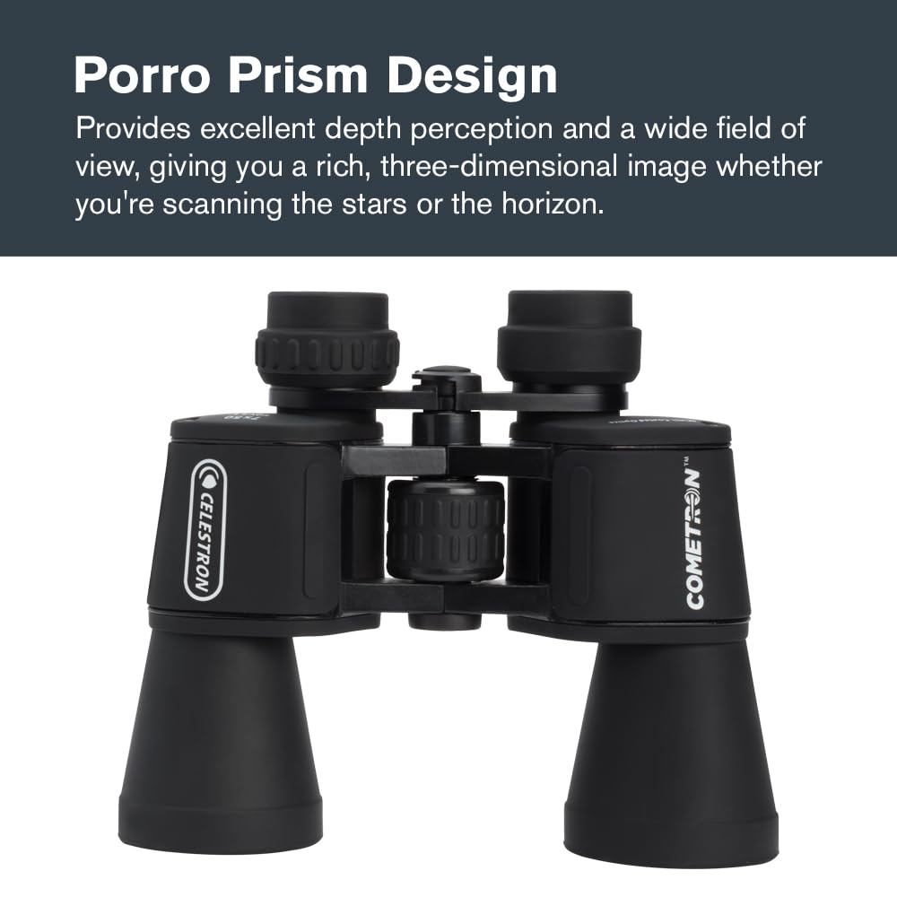 Celestron - Cometron 7x50 Astronomy Binoculars – Entry-Level for Stargazing and Comet Watching – Large 50mm Objective Lenses – Wide 6.6° Field of View – Multi-Coated Optics