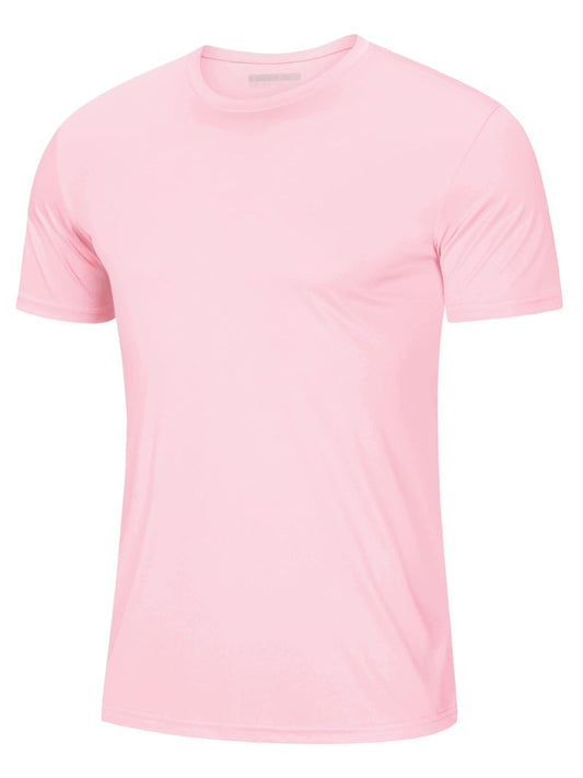 Mens Sun Shirts Quick Dry T-Shirt Short Sleeve Running Shirt Sun Protection Shirts Active Shirts Light Pink S