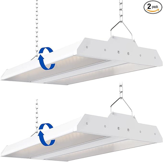 JTT LED Linear High Bay Light, 5000K Daylight 150W 21000LM Shop Light Commercial 360° Adjustable Tilt Hanging LED High Bay Shop Lighting Fixtures for Garage Warehouse Workshop Store, ETL 2-Pack