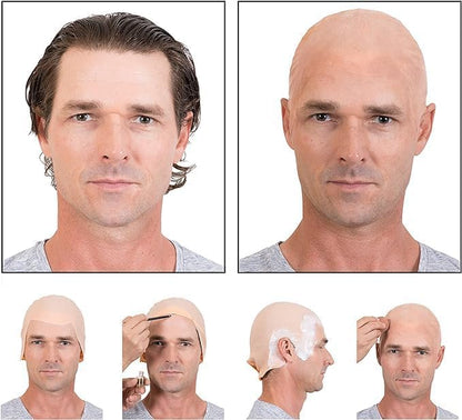 Kangaroo Latex Bald Cap for Adults - Beige Realistic Head Skin Bald Cap Wig for Men and Women - Halloween Costume Makeup Accessory for Theater, Cosplay and Dressup Apparel