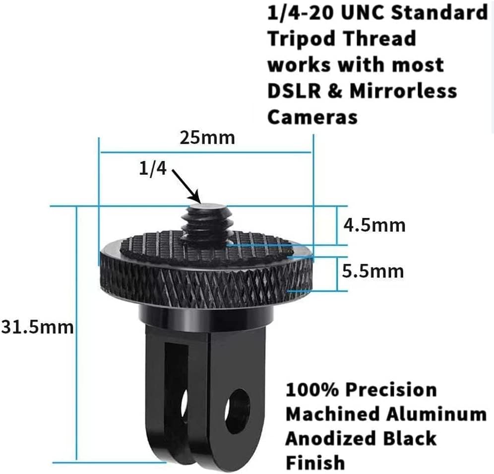 Aluminum Camera Tripod Adapter 1/4"-20 Conversion Adapter Mounts Compatible with Gopro Action Cameras Insta360 and Other Standard 1/4 Accessories, Quarter Inch Mount Adapter (Type AA)