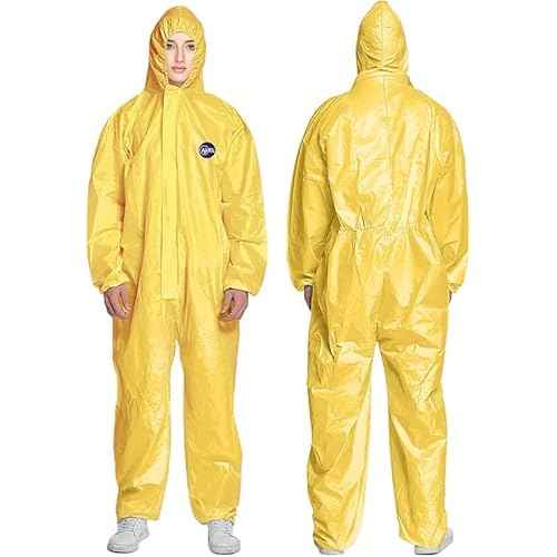 AXEL Yellow Hazmat Suits Disposable | 8 Size Options | 1 Pack, 5 Pack, or 20 Pack | Breathable Protective Coveralls with Hood
